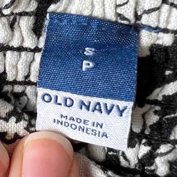 NWT Old Navy Floral Black & White Midi Euro Summer Dress Linen Fit & Flare Small - Picture 5 of 13